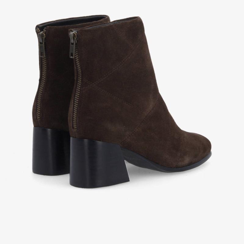 SKARA PATCH BOOTS W - COW SUEDE - DARK BROWN